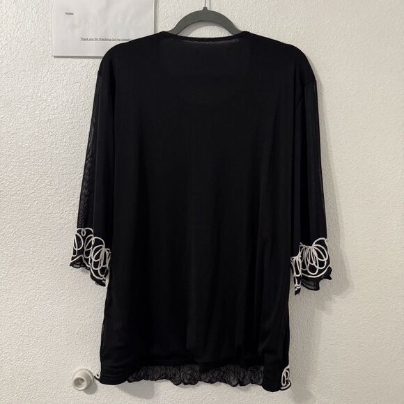 Womens Embroidered Peacock Black Sequin Peacock Blouse Small Maximalist Glam Art - Picture 4 of 5